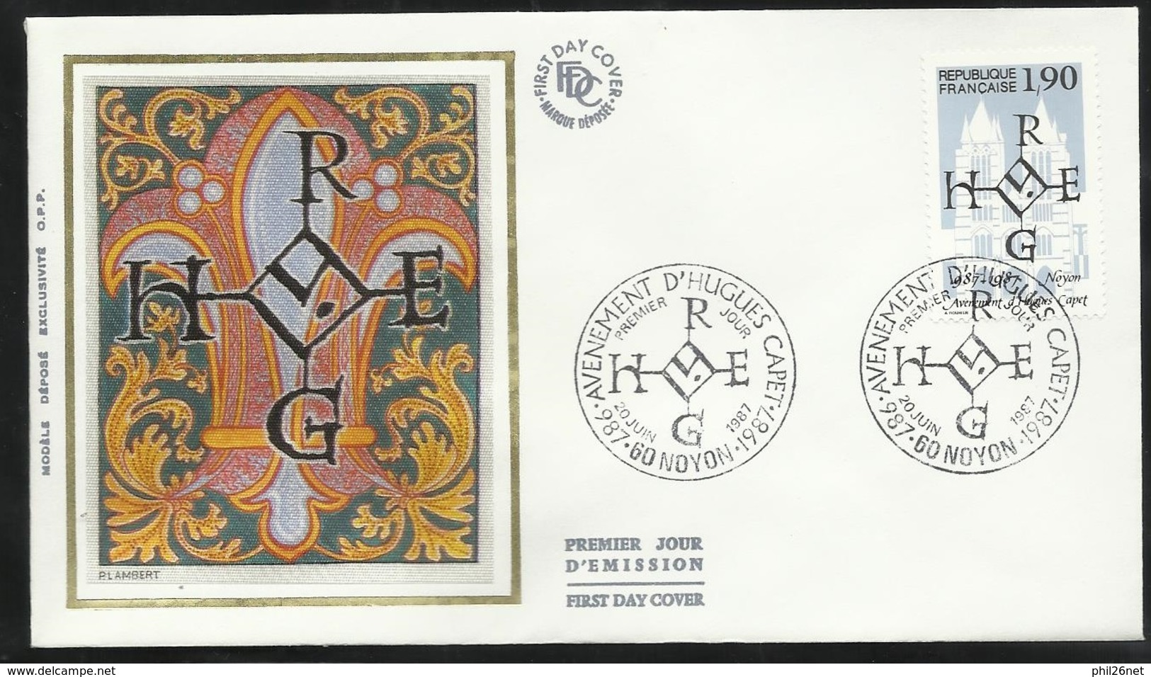 FDC  Lettre Illustrée 1er Jour Noyon Le 20/06/1987 Le  N°2478 Avènement D(Hugues Capet En 987  TB   - 1980-1989