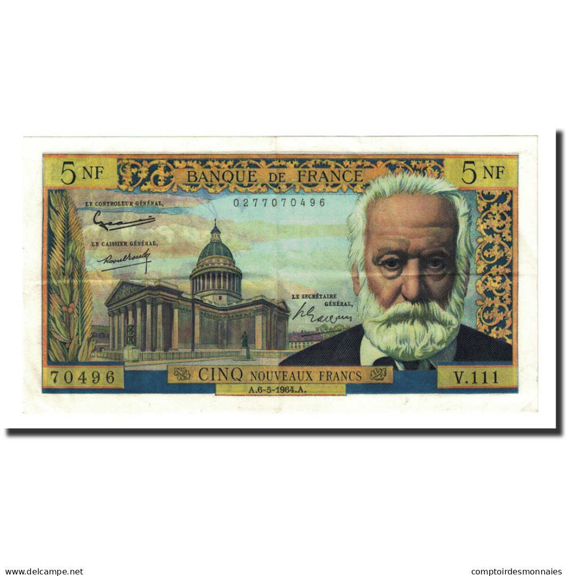 France, 5 Nouveaux Francs, 5 NF 1959-1965 ''Victor Hugo'', 1964-05-06, SUP - 5 NF 1959-1965 ''Victor Hugo''