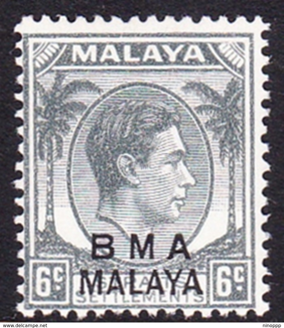 Malaya B.M.A  SG 6a 1945 British Military Administration, 6c Grey, Mint Never Hinged - Malaya (British Military Administration)