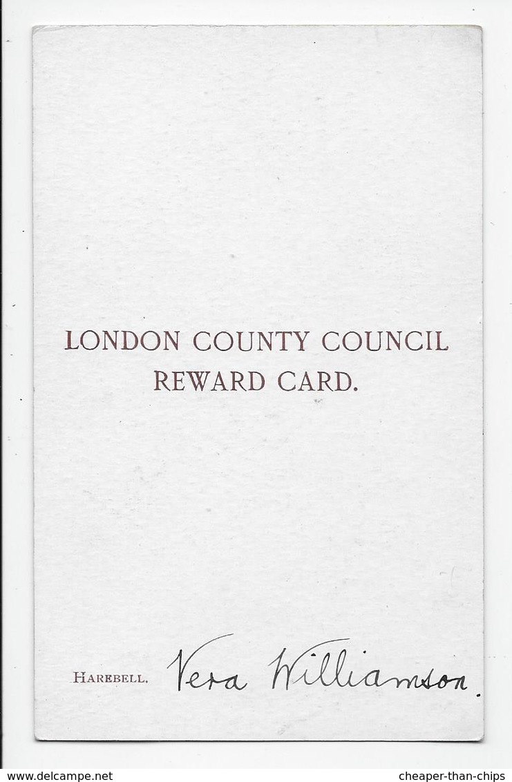 Harebell - London County Council Reward Card - Awarded Vera Williamson - Bloemen