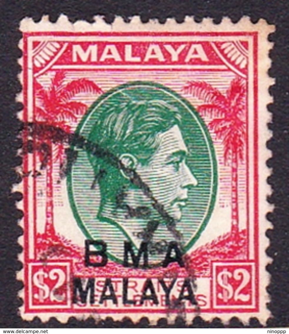 Malaya B.M.A SG 16 1945 British Military Administration, $ 2.00 Green And Scarlet, Used - Malaya (British Military Administration)