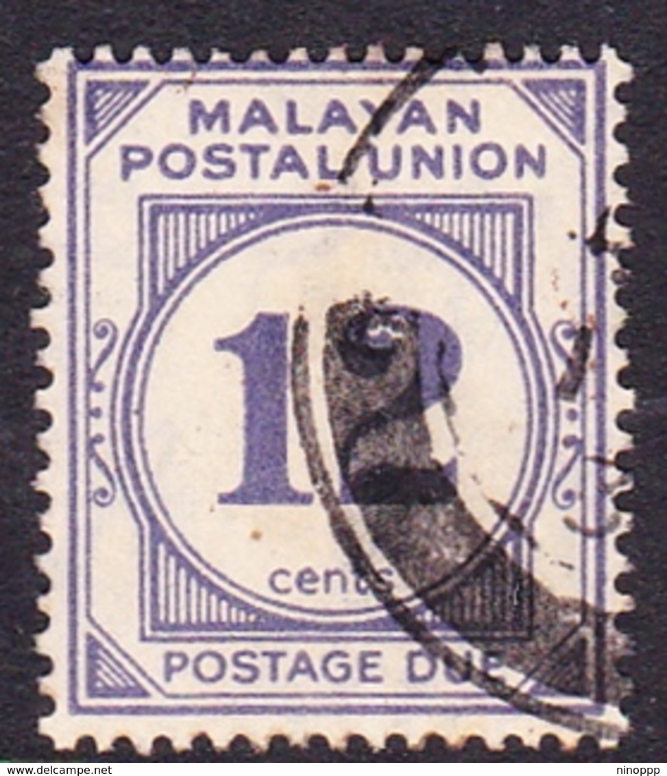 Malayan Postal Union D20 1951 Postage Due 12c Pale Bright Purple, Used - Malaya (British Military Administration)