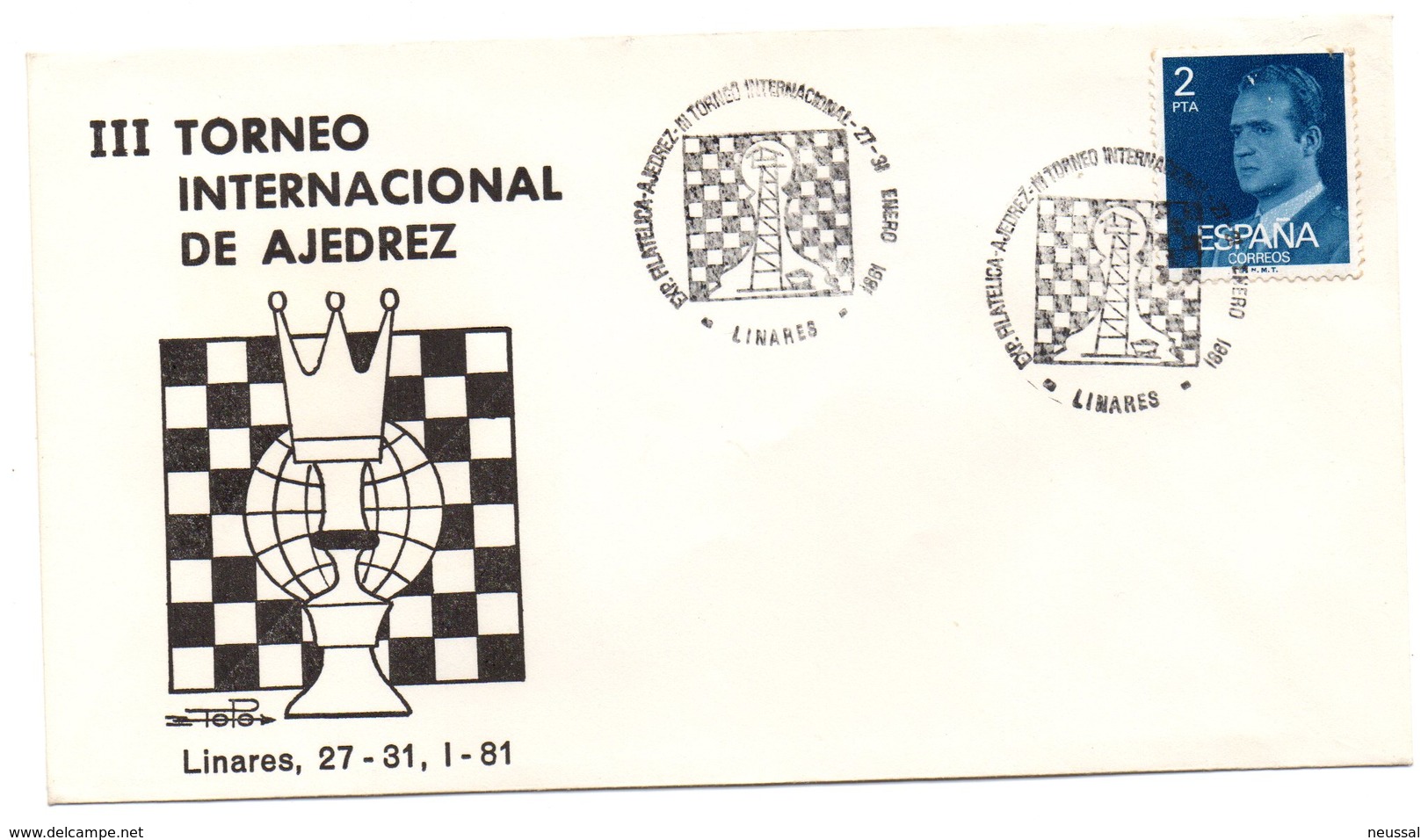 Carta Con Matasellos Commemorativo III Torneo Internacional De Ajedrez. Linares. - Cartas & Documentos