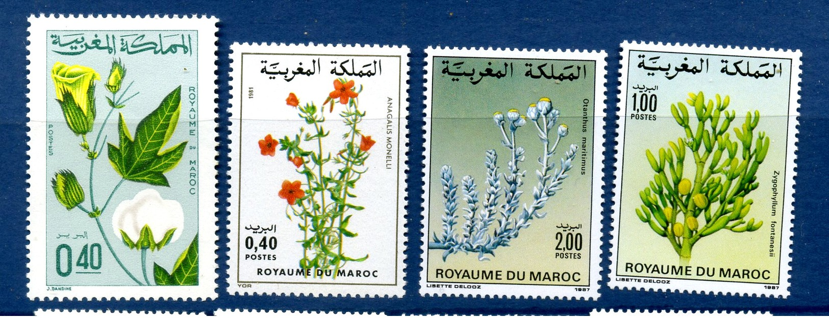 - Etat : **  Maroc  4 Timbres  Fleurs  YT 531,880,1031,103    Cl Animaux 283 - Autres & Non Classés