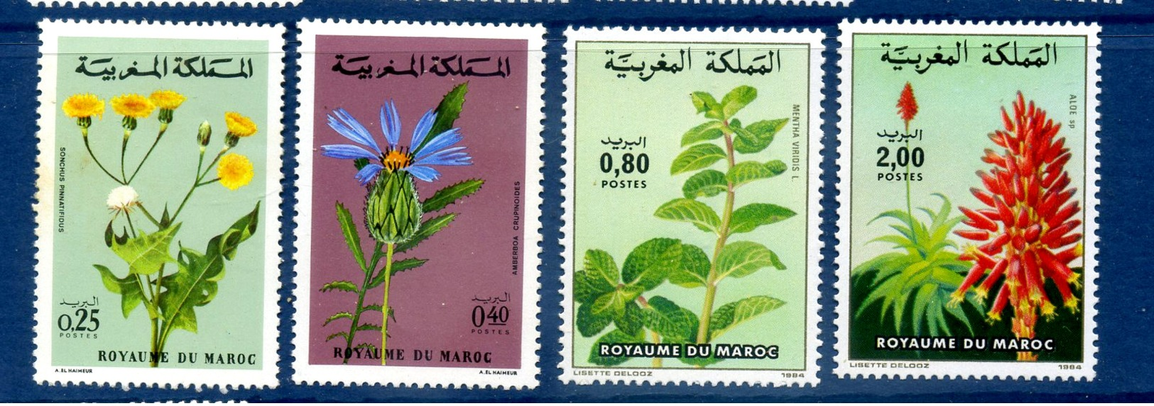 - Etat : **  Maroc  4 Timbres  Fleurs  YT 648,649,967,968    Cl Animaux 284 - Autres & Non Classés