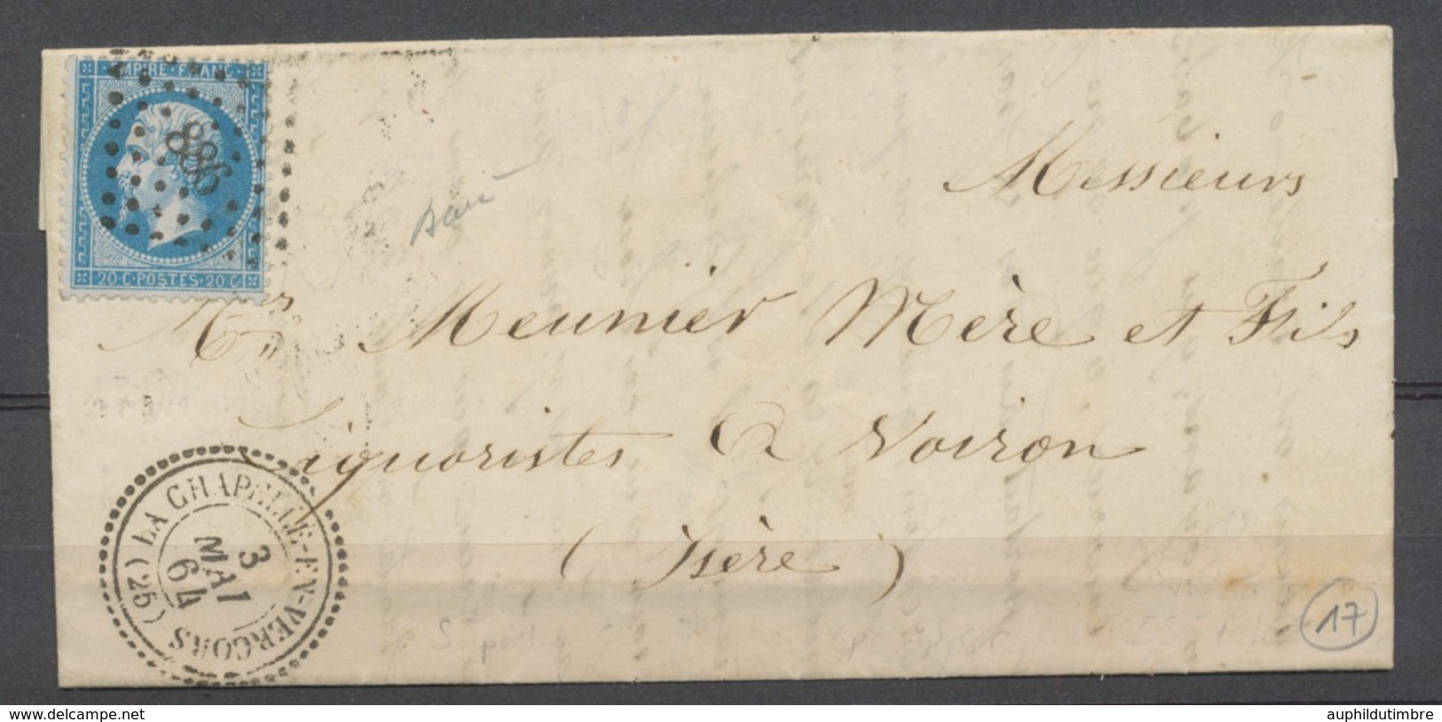 1864 Lettre N°22 Obl PC Du GC 886 + CAD T22 Perlé DROME RARE. P3798 - 1849-1876: Klassik