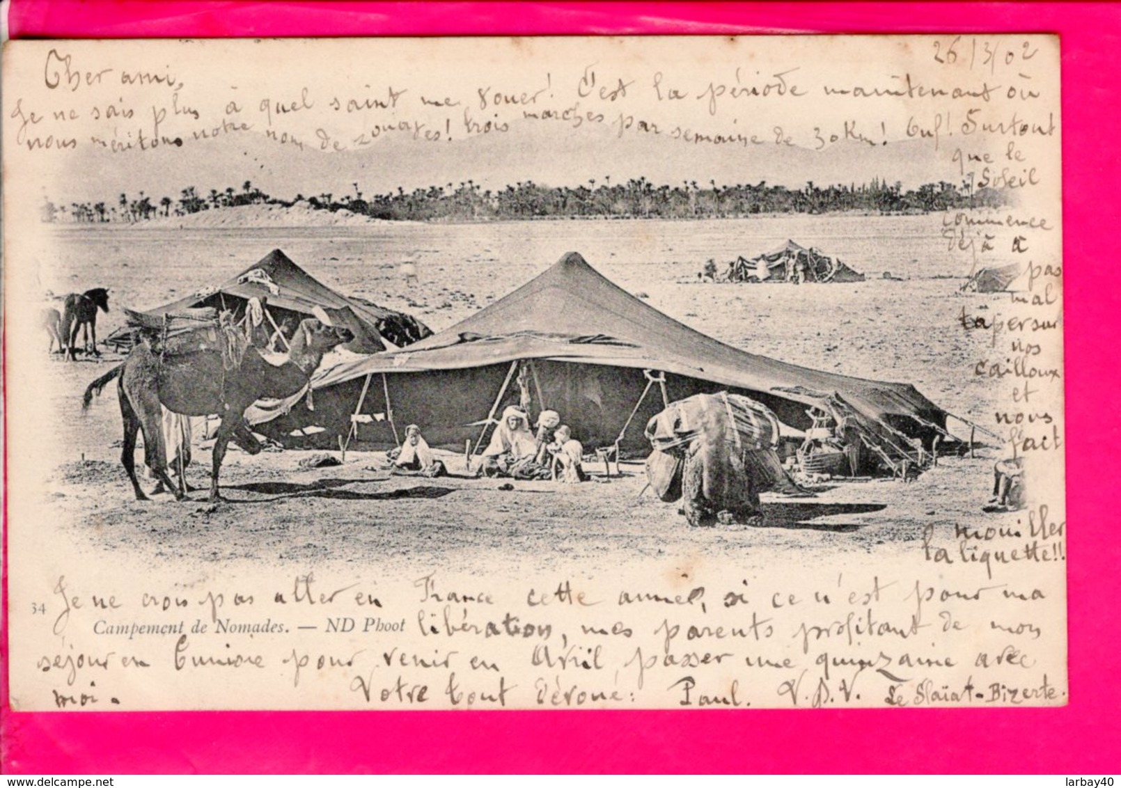 Cpa Carte Postale Ancienne  - Tunisie Campement De Nomades - Tunisia