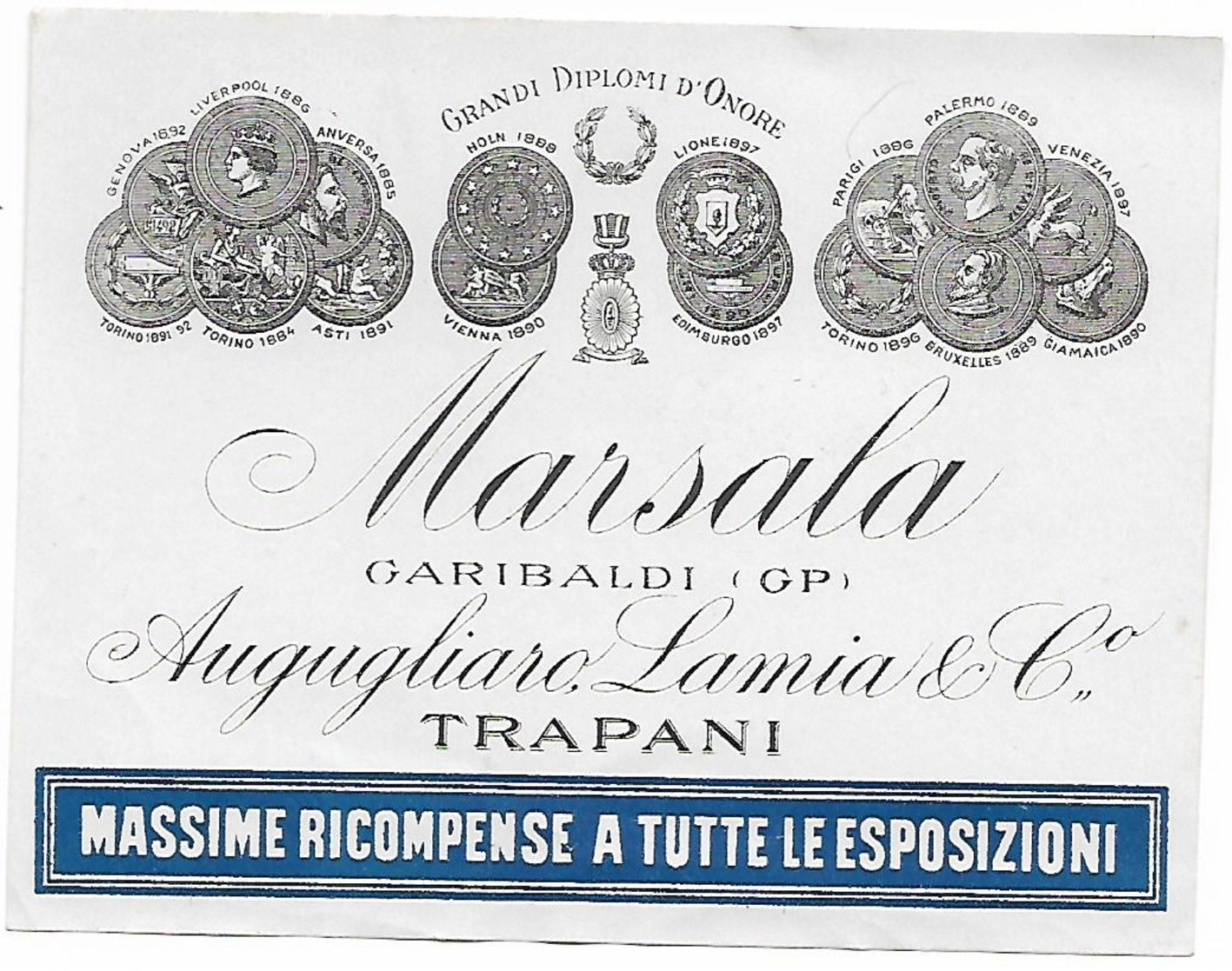 MARSALA - ETICHETTA MARSALA - GARIBALDI (GP) - AUGUGLIARO LAMIA & Co - TRAPANI - Altri & Non Classificati