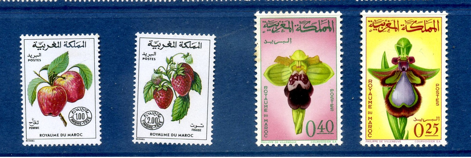 - Etat : **  Maroc  4 Timbres  Fruits  YT 69,70,+ 2 Autres    Cl Animaux 290 - Fruits