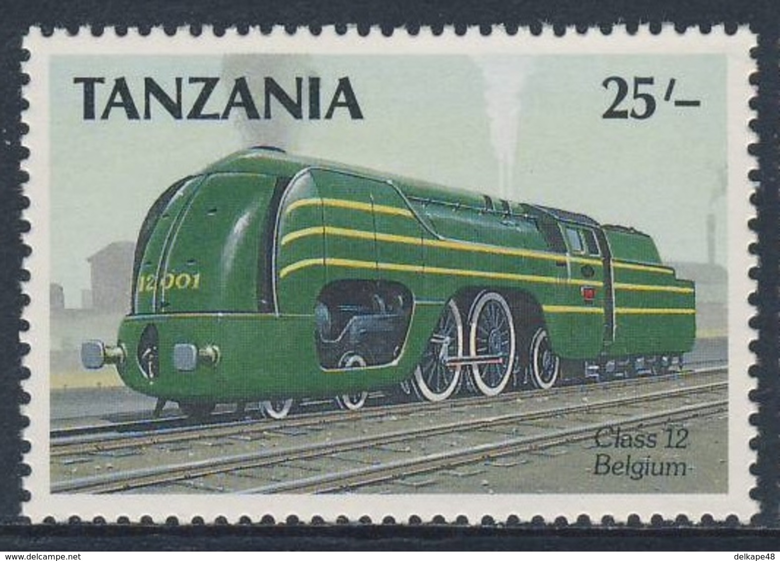 Tanzania 1989 Mi 574 ** Class 12 Streamlined Steam Locomotive (1939) Belgium / Belgien - Treinen