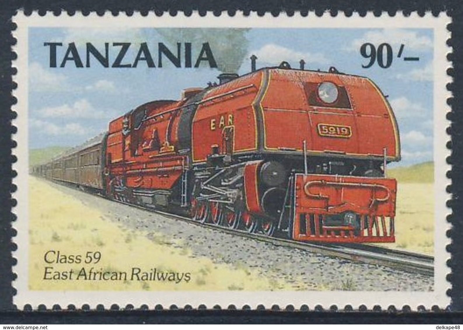 Tanzania 1989 Mi 578 ** East African Railways Class 59 Garratt Steam Locomotive No. 5919 / Ostafrika - Treinen