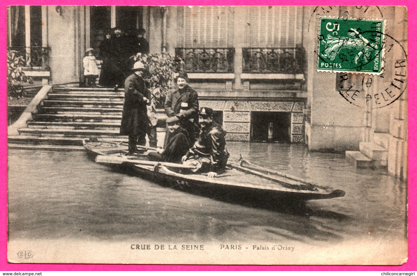 Crue De La Seine - Paris - Palais D'Orsay - Barque - Pompiers - ELD - 1910 - Oblit. BOUCOIRAN - Überschwemmung 1910