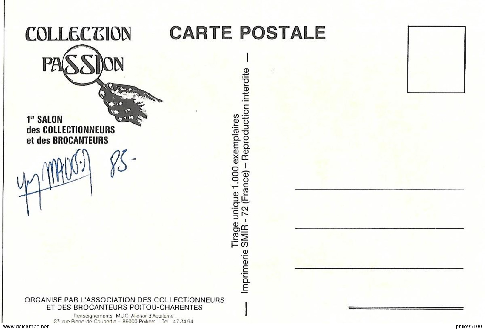 POITIERS . Premier Salon Collection Passion. 1985 - Beursen Voor Verzamellars