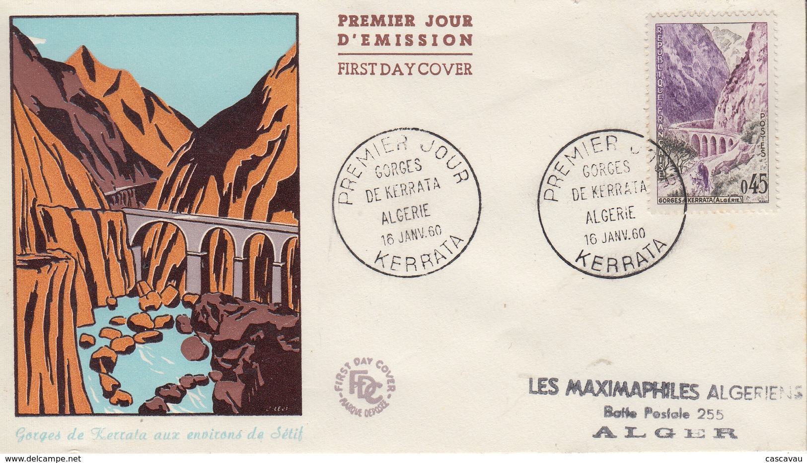 Enveloppe  FDC  1er  Jour   FRANCE   Gorges  De  KERRATA  1960 - 1960-1969