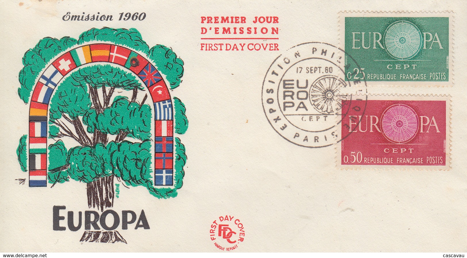 Enveloppe  FDC  1er  Jour   FRANCE   Paire   EUROPA    PARIS   1960 - 1960-1969