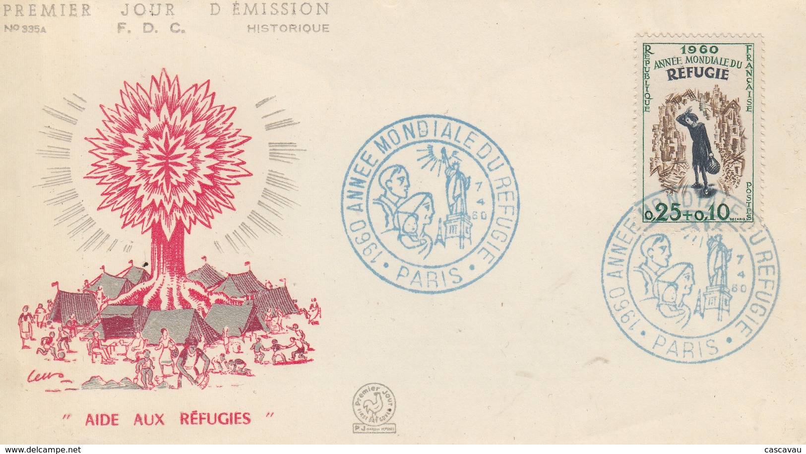 Enveloppe   FDC  1er Jour  FRANCE   Oblitération   Grand  Format   Année  Mondiale  Du   Réfugié   PARIS  1960 - 1960-1969