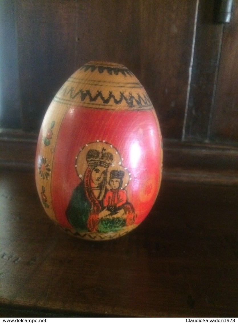 Uovo Da Collezione Di Pasqua Icona Madonna Dipinto A Mano Su Legno Idea Regalo - Huevos