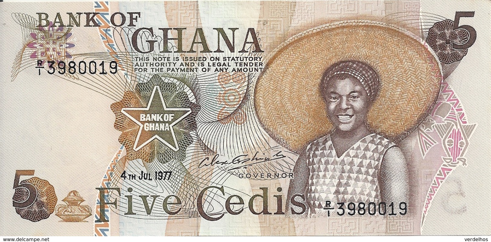 GHANA 5 CEDIS 1977 UNC P 15 B - Ghana