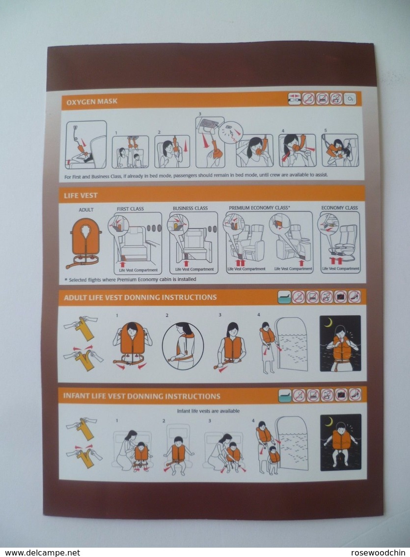 Singapore Airlines B777-300ER Safety Information Card (#7) - Consignes De Sécurité