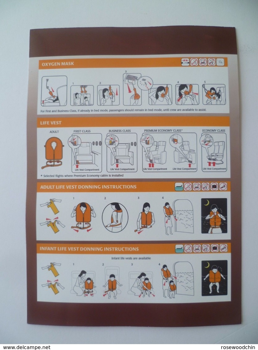 Singapore Airlines B777-300ER Safety Information Card (#7) - Safety Cards