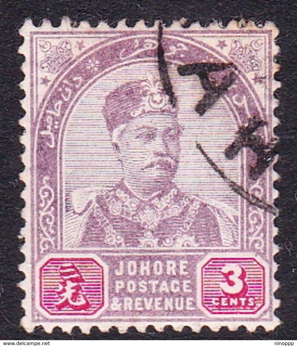 Malaysia-Johore SG 23 1891 Sultan Aboubakar, 3c Dull Purple And Carmine, Used - Johore