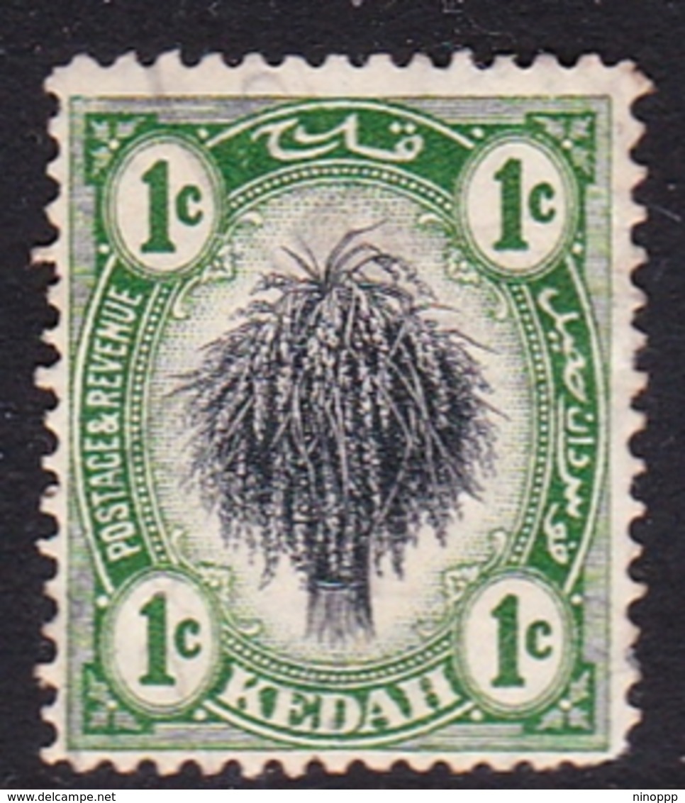 Malaysia-Kedah SG 1 1912 Sheaf Of Rice, 1c Black And Green, Mint Hinged - Kedah