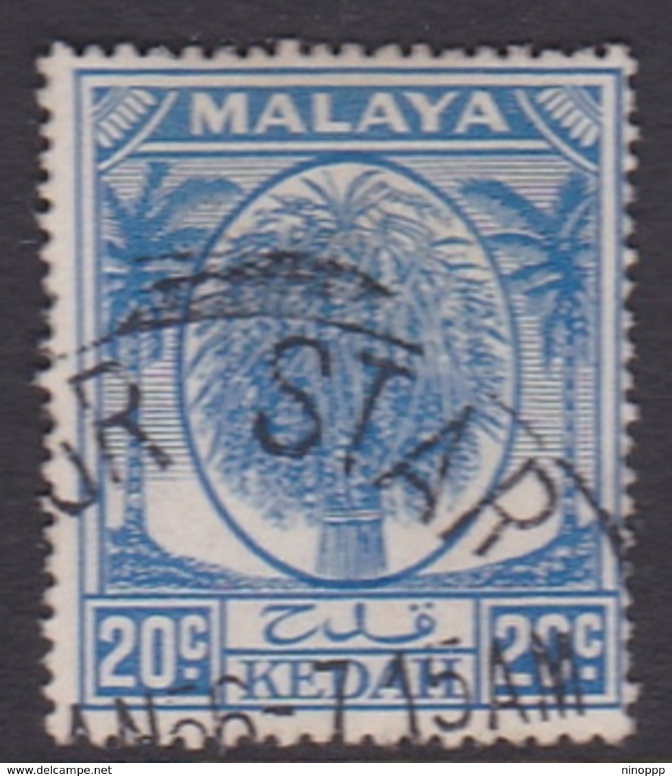 Malaysia-Kedah SG 84a 1950 Sheaf Of Rice, 20c Bright Blue, Used - Kedah