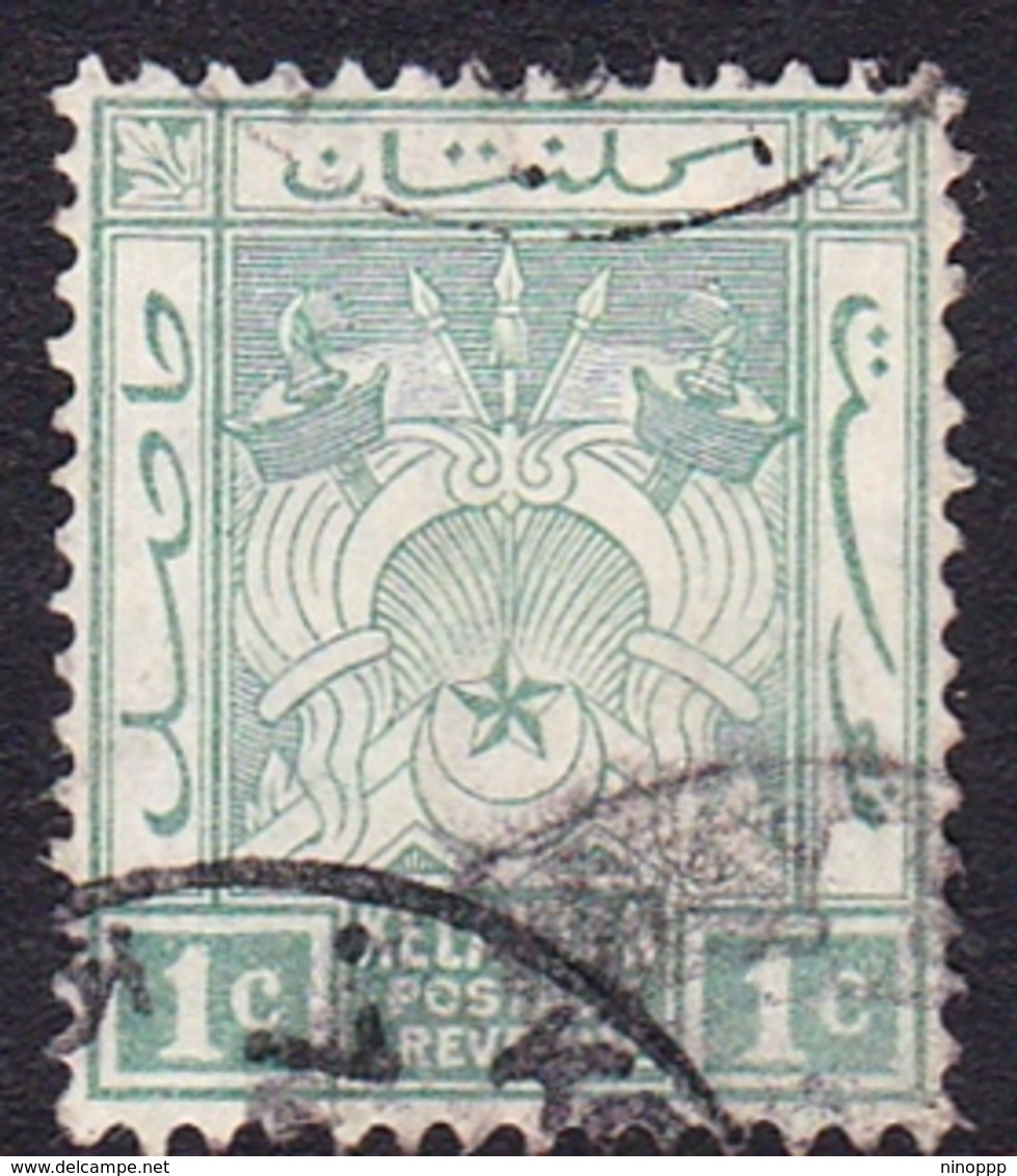 Malaysia-Kelantan SG 1 1911 Arms, 1c Green, Used - Kelantan