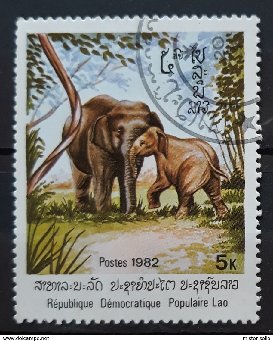 LAOS 1982 Indian Elephant. USADO - USED. - Elefantes