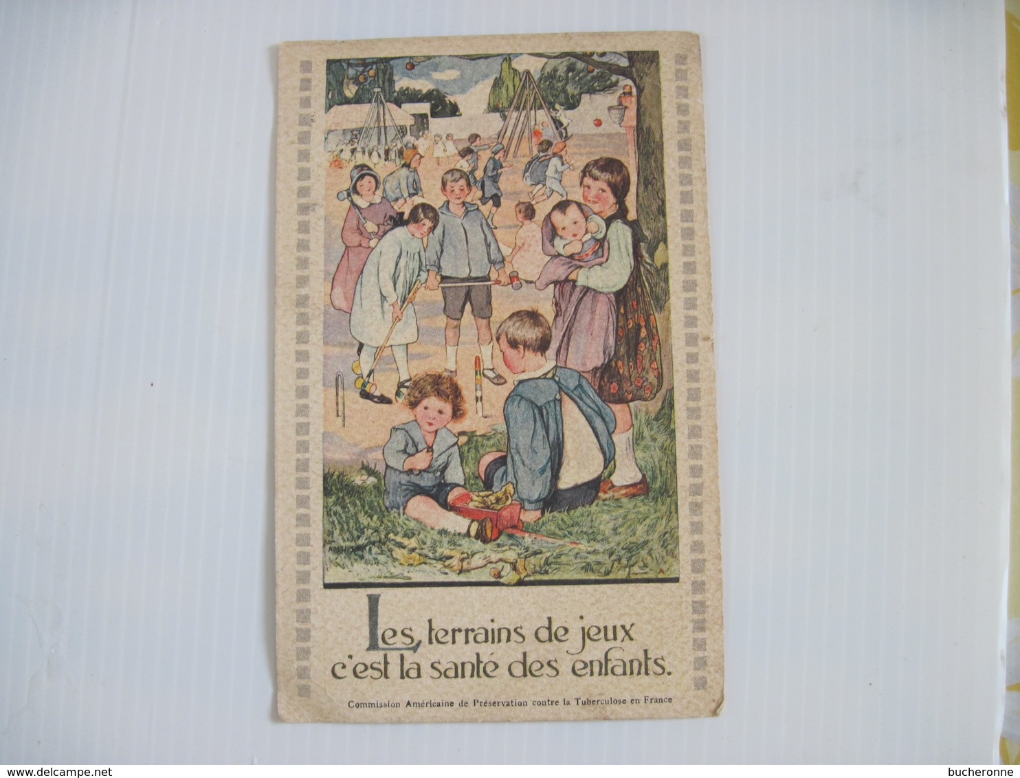 CPA  Les Terrains De Jeux C'est La Santé Des Enfants (timbre Pasteur Vert) T.B.E. Colorisée - Groupes D'enfants & Familles