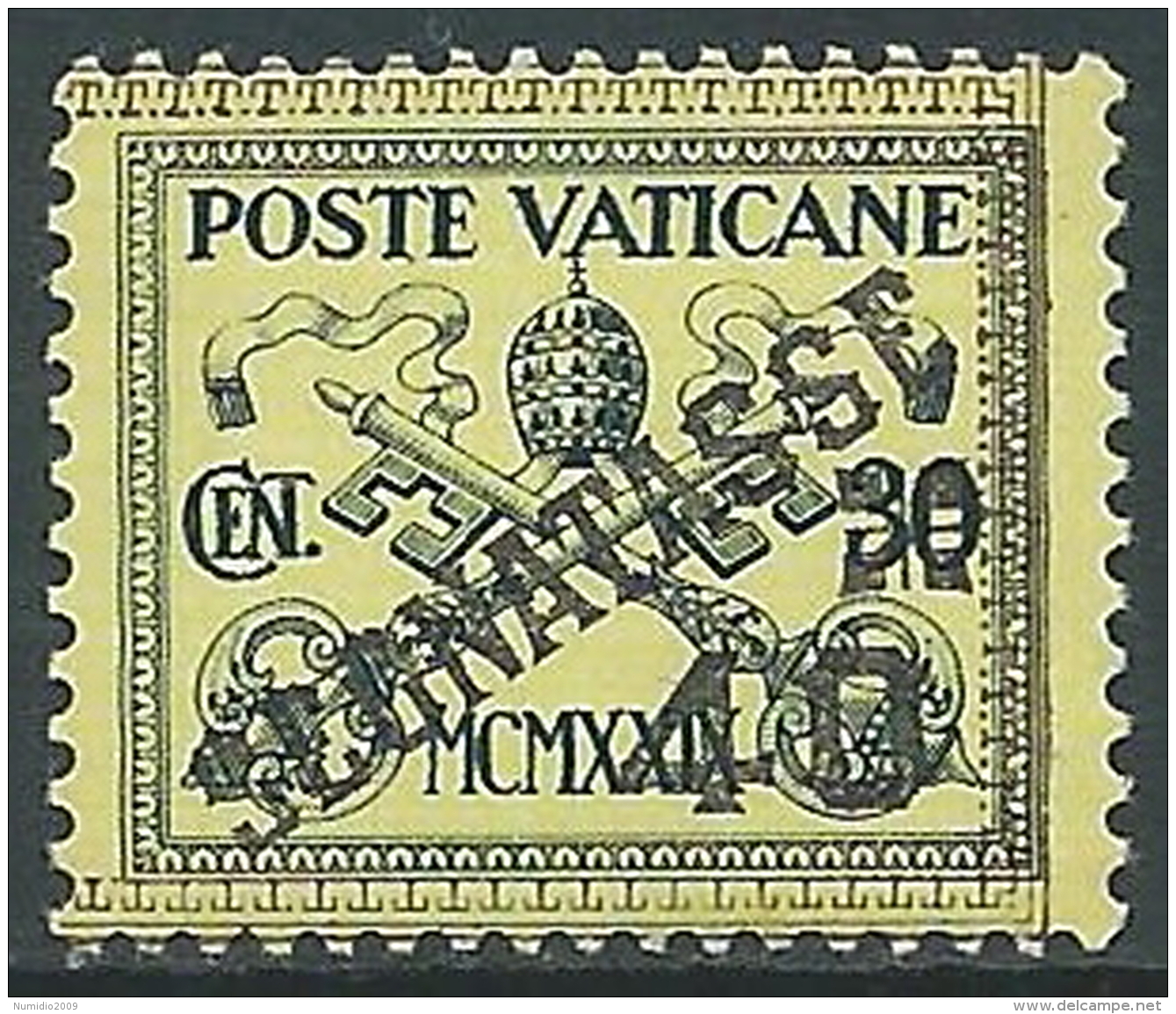 1931 VATICANO SEGNATASSE 40 CENT VARIETà RIQUADRO SPOSTATO MNH ** - ED9-6 - Postage Due