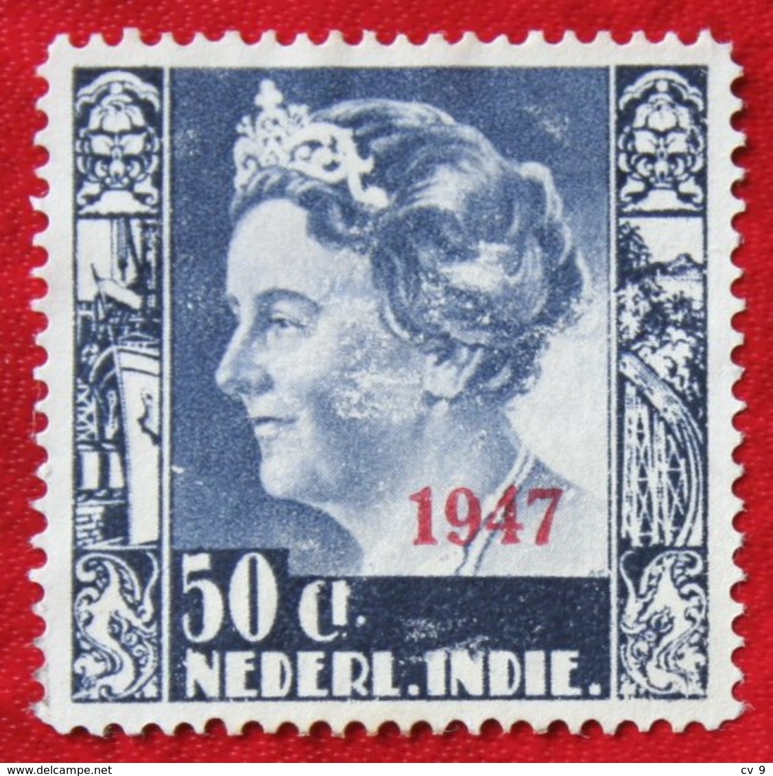 50 Ct Overprint Koningin Wilhelmina NVPH 329 1947 Ongebruikt / MH NEDERLAND INDIE / DUTCH INDIES - Netherlands Indies