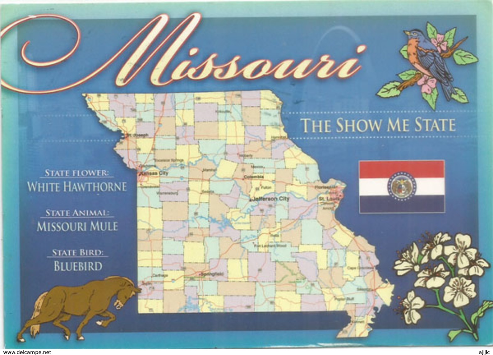 MISSOURI, The Show Me State, Map,  Sent To Andorra , With Arrival Postmark - Cartes Géographiques