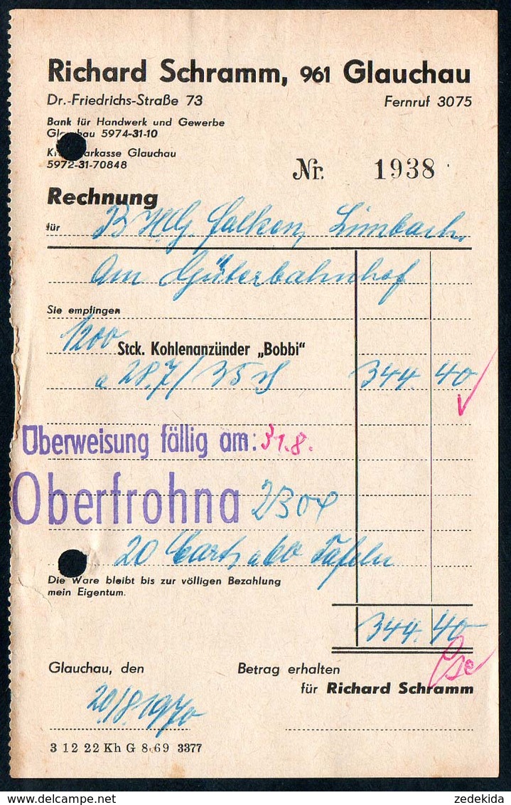 B4601 - Glauchau - Richard Schramm  - Rechnung Quittung 1919 - 1950 - ...