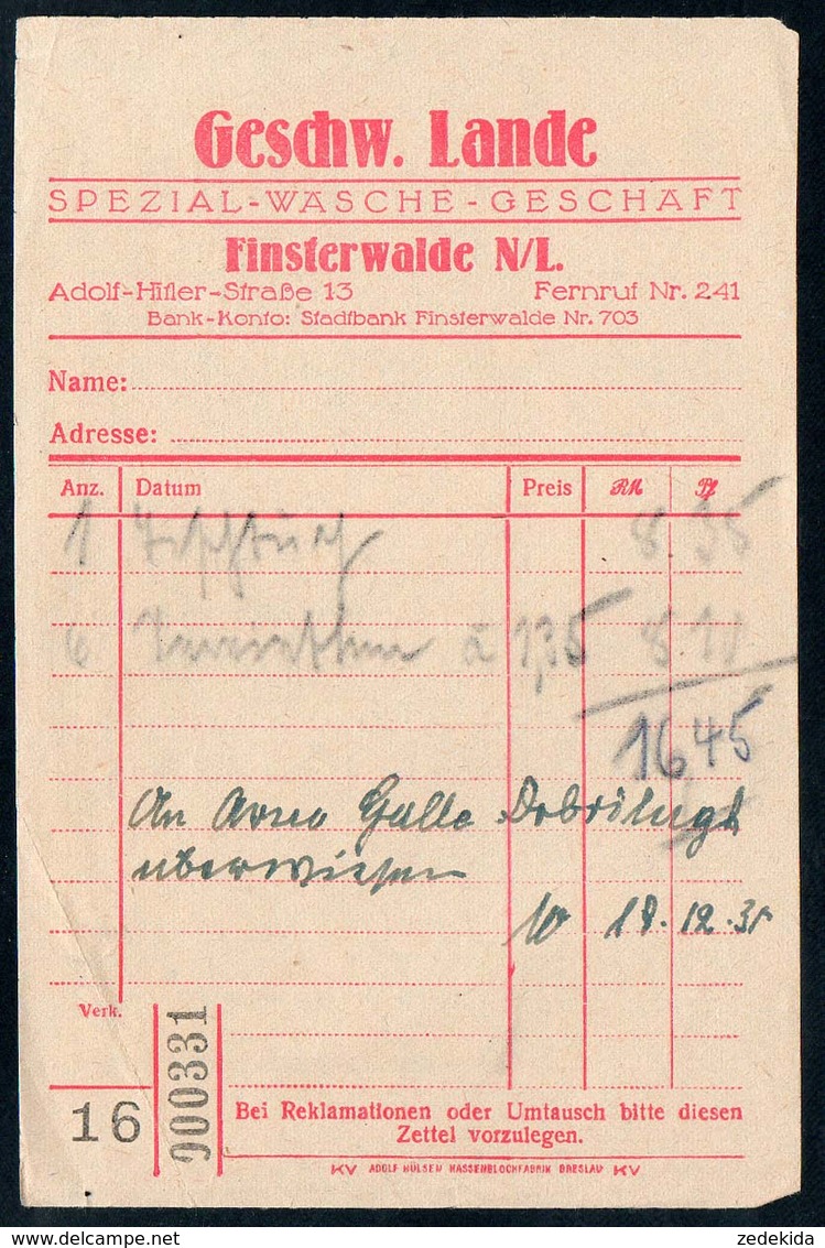 B4606 - Finsterwalde - Geschw. Lande - Rechnung Quittung - 1900 – 1949