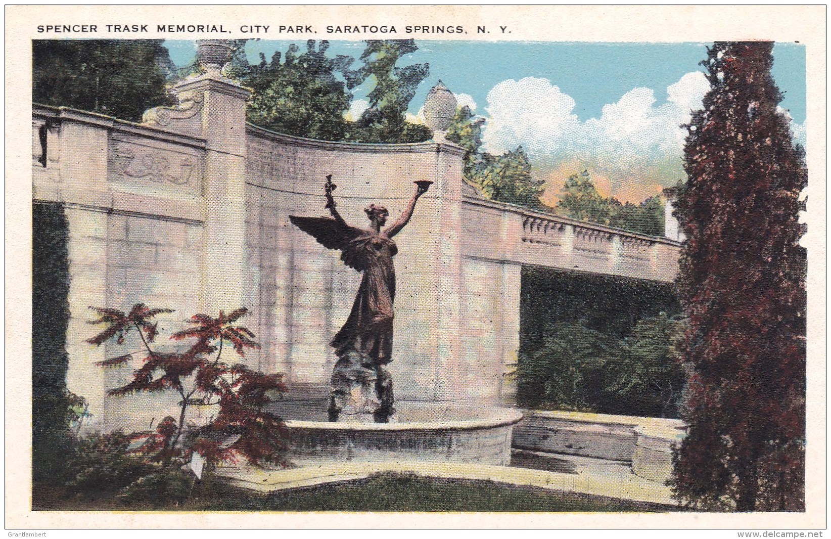 Spencer Trask Memorial, City Park, Saratoga Springs, New York, USA Vintage Unused - Saratoga Springs