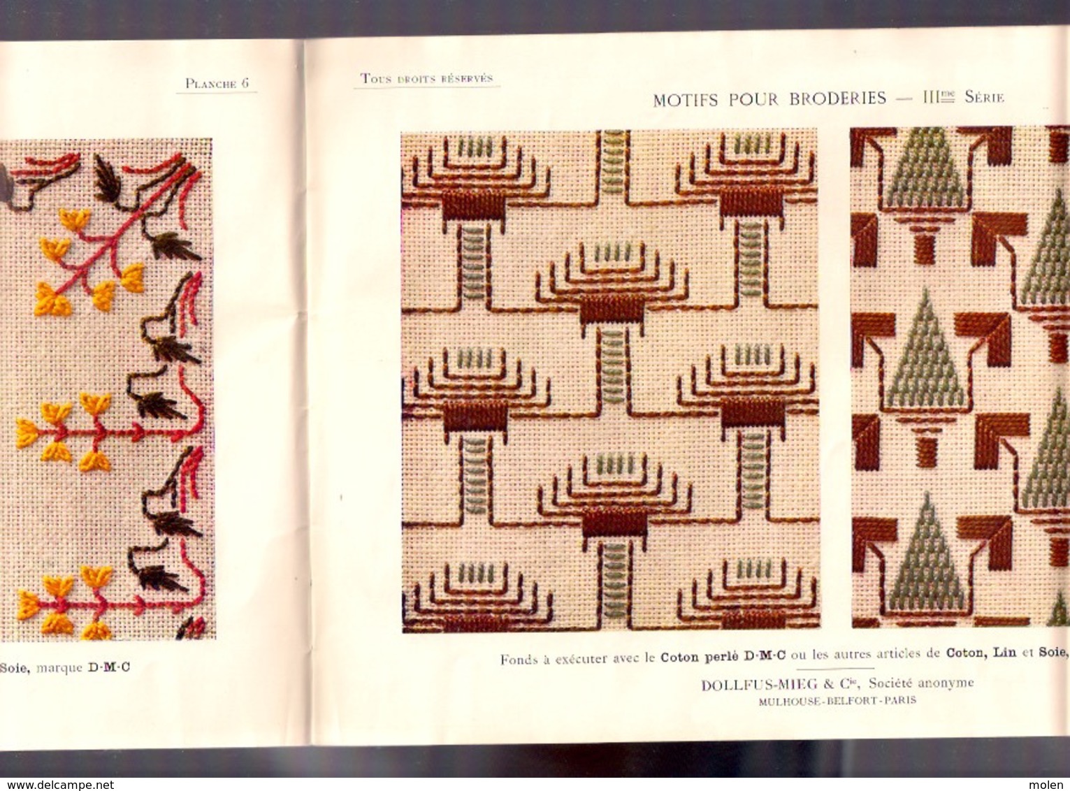 MOTIFS pour BRODERIES 3 * BIBLIOTHEQUE DMC ca1925 BRODERIE D.M.C. POINT DE CROIX CROSS STITCH KRUISSTEEK DENTELLE Z211