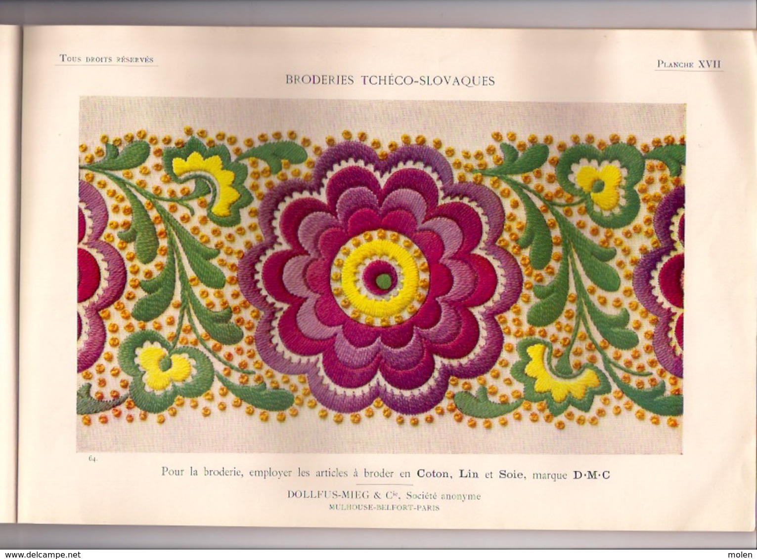 BRODERIES TCHECO-SLOVAQUES BIBLIOTHEQUE DMC ca1930 BRODERIE D.M.C. POINT DE CROIX CROSS STITCH KRUISSTEEK DENTELLE Z218