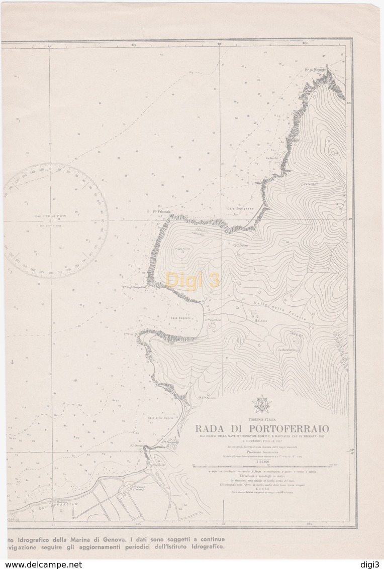 Marina Militare, 1883-84, Rada Di Portoferraio, Isola D'Elba, Rilievi Nave Washington, Com.te Magnaghi - Tecnología & Instrumentos