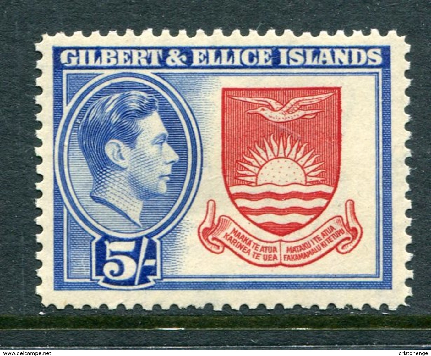 Gilbert And Ellice Islands 1939-55 KGVI Pictorials - 5/- Coat Of Arms HM (SG 54) - Gilbert & Ellice Islands (...-1979)