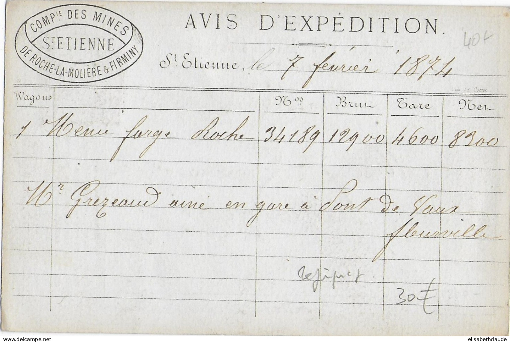 1874 - CERES - CARTE PRECURSEUR ENTIER Avec REPIQUAGE De ST ETIENNE (LOIRE) => PONT DE VAUX (AIN) - Cartes Précurseurs