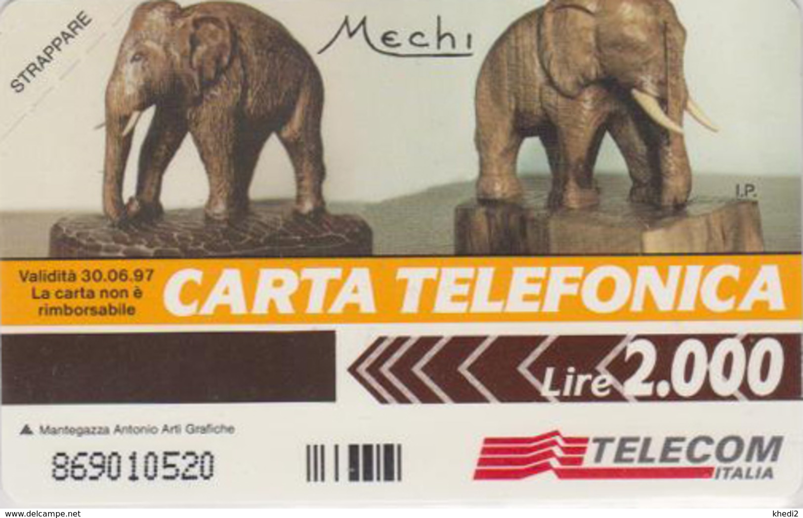 Télécarte Recto Verso NEUVE Italie  - ANIMAL - OISEAU - HIBOU & ELEPHANT - BIRD MINT Phonecard - Passereaux