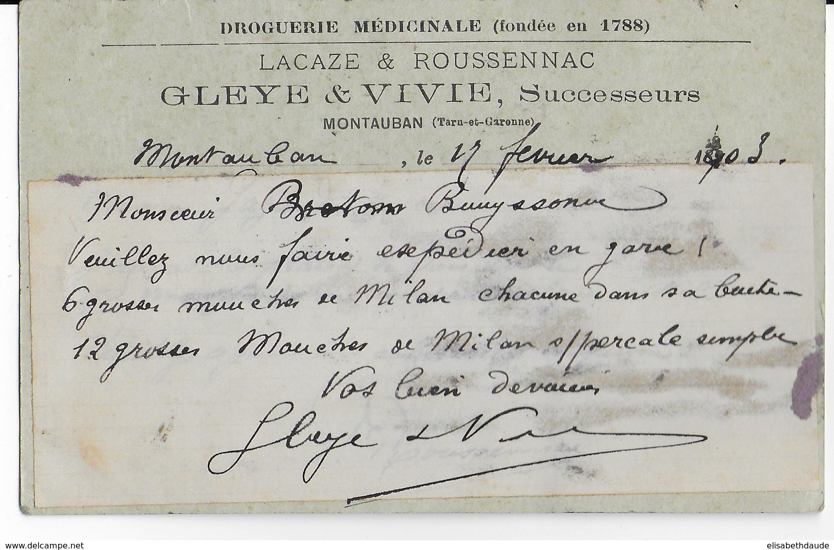 1903 - SAGE - CARTE ENTIER REPIQUEE Et UTILISEE 2 FOIS !! De MONTAUBAN (TARN ET GARONNE) - Bijgewerkte Postkaarten  (voor 1995)