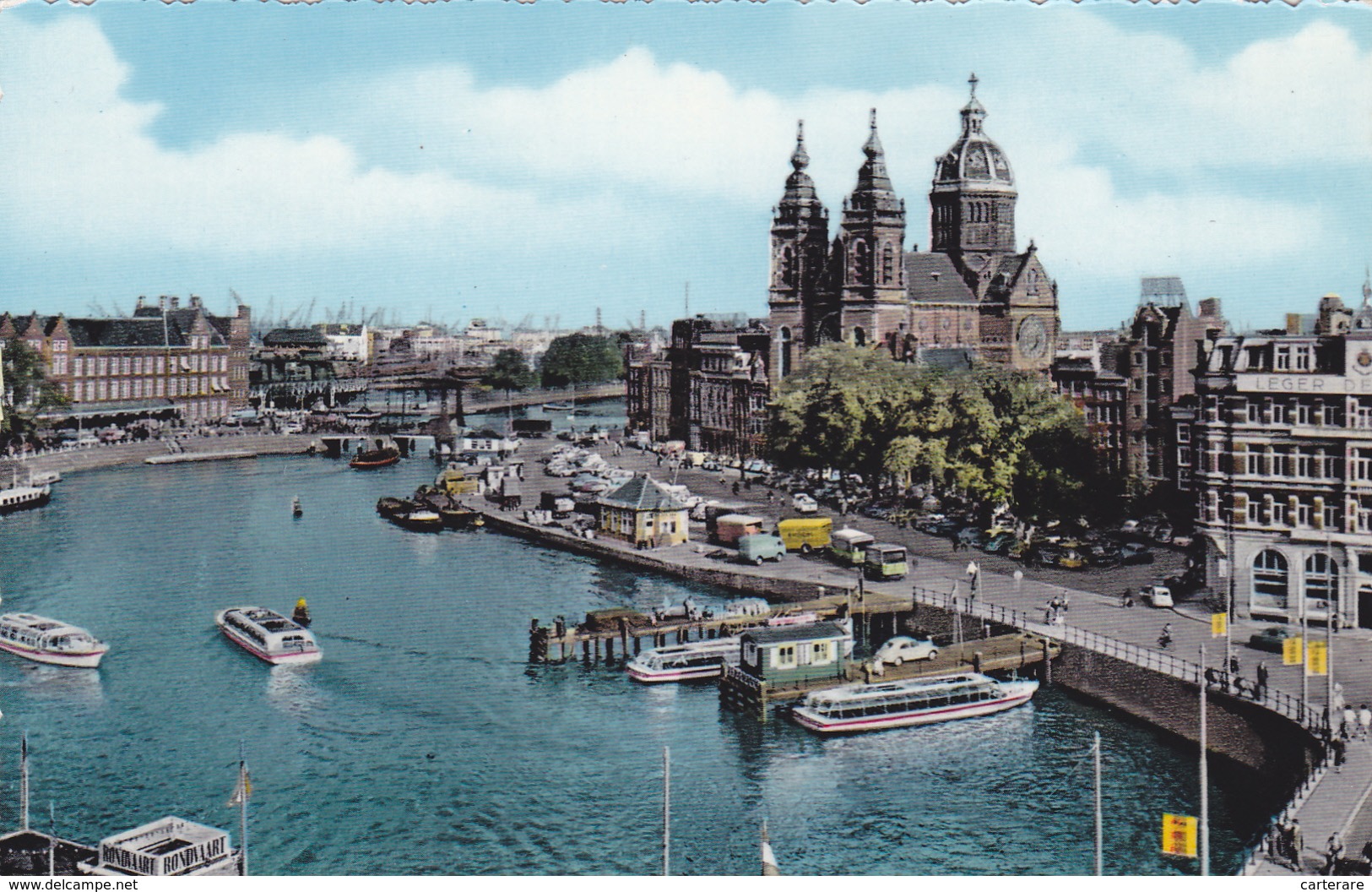 PAYS BAS,NEDERLAND,HOLLANDE,NETHERLANDS,AMSTERDAM,PRINS HENDRIKKADE,PORT EN 1950,BATEAU,EGLISE,CHURCH ST NICOLAS - Amsterdam