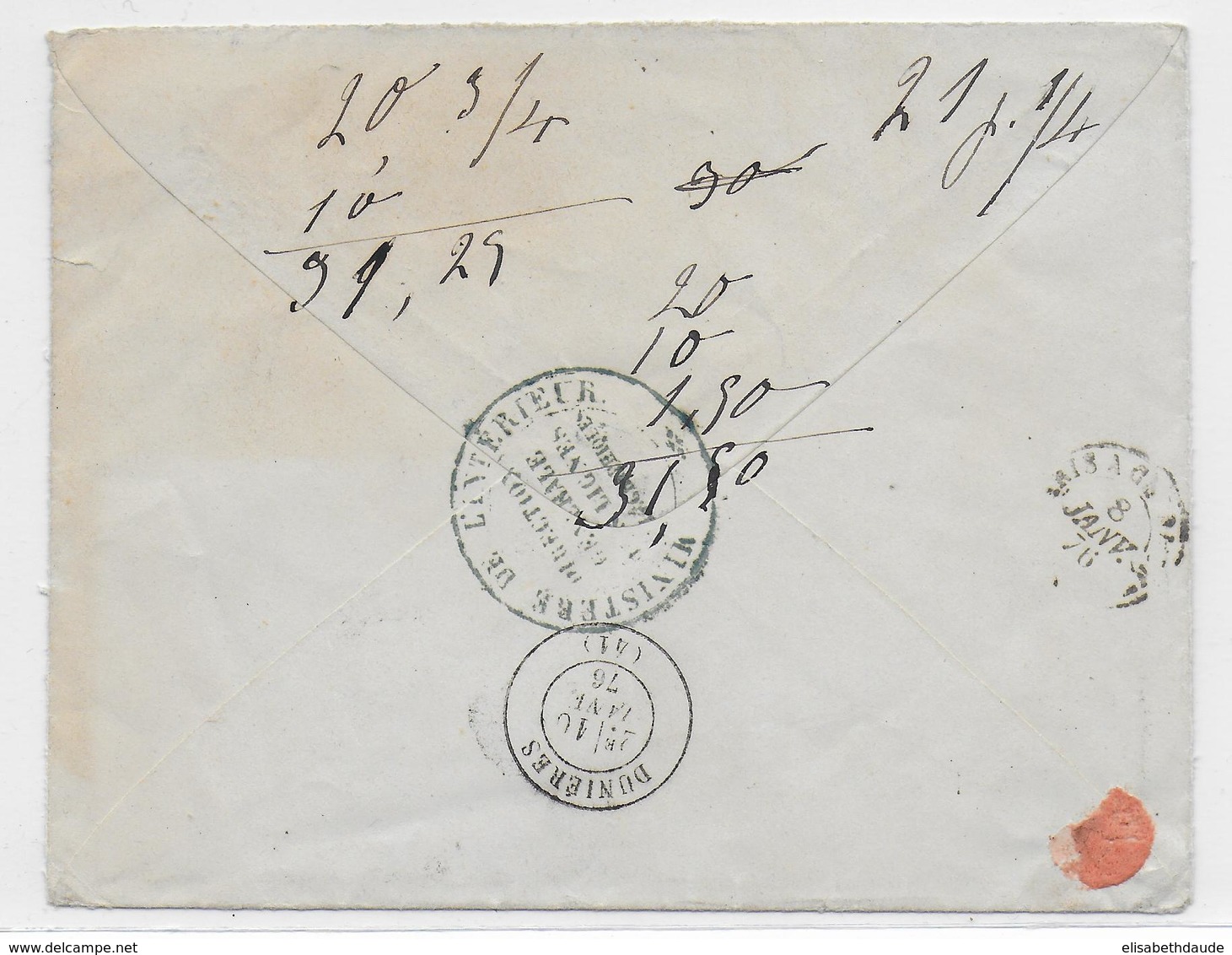 1876 - ENVELOPPE En FRANCHISE Du PRESIDENT De L'ASSEMBLEE NATIONALE à VERSAILLES => DUNIERES (HAUTE LOIRE) - Cartas Civiles En Franquicia