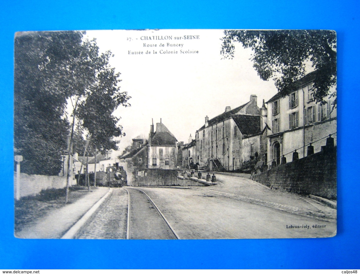 CPA  CHATILLON SUR SEINE-ROUTE DE BUNCEY-ENTREE DE LA COLONIE SCOLAIRE-TRAIN-ANIMEE - Chatillon Sur Seine