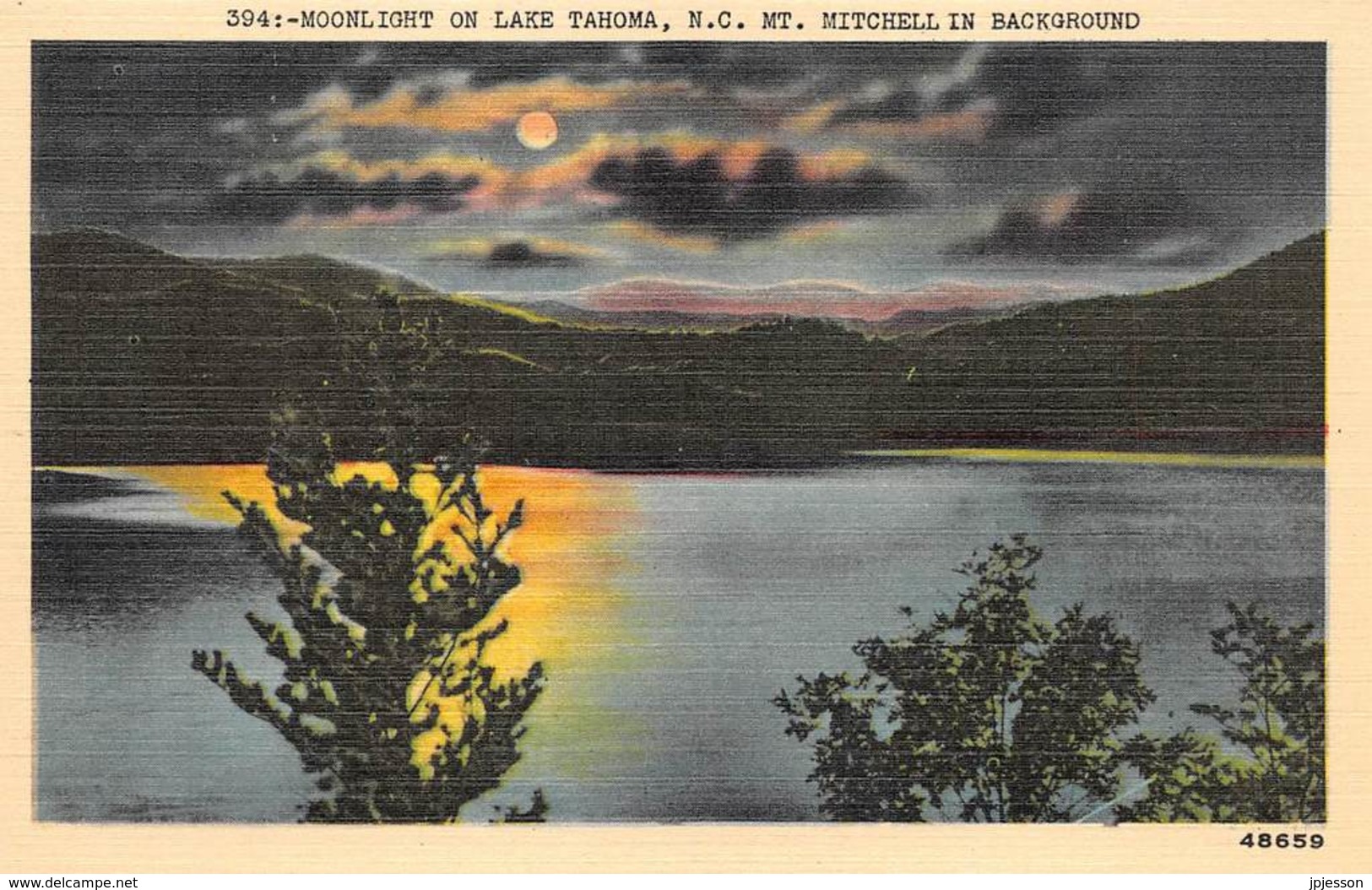 ETATS UNIS   NORTH CAROLINA  MOONLIGHT ON LAKE TAHOMA,MONT MITCHELL IN BACKGROUND - Autres & Non Classés