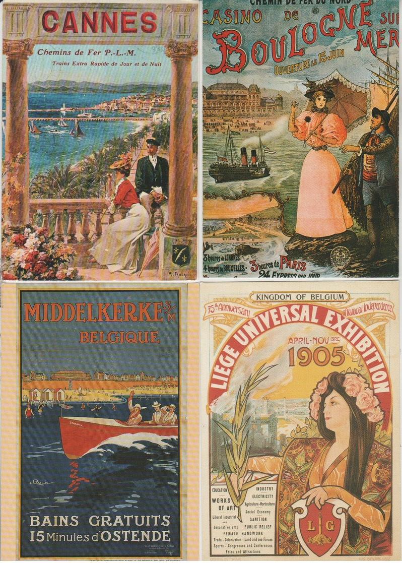 CP - Publicité - Chemin De Fer - Villes - Exposition  -  Repro D'affiche - LOT 7 Pc - - Publicité