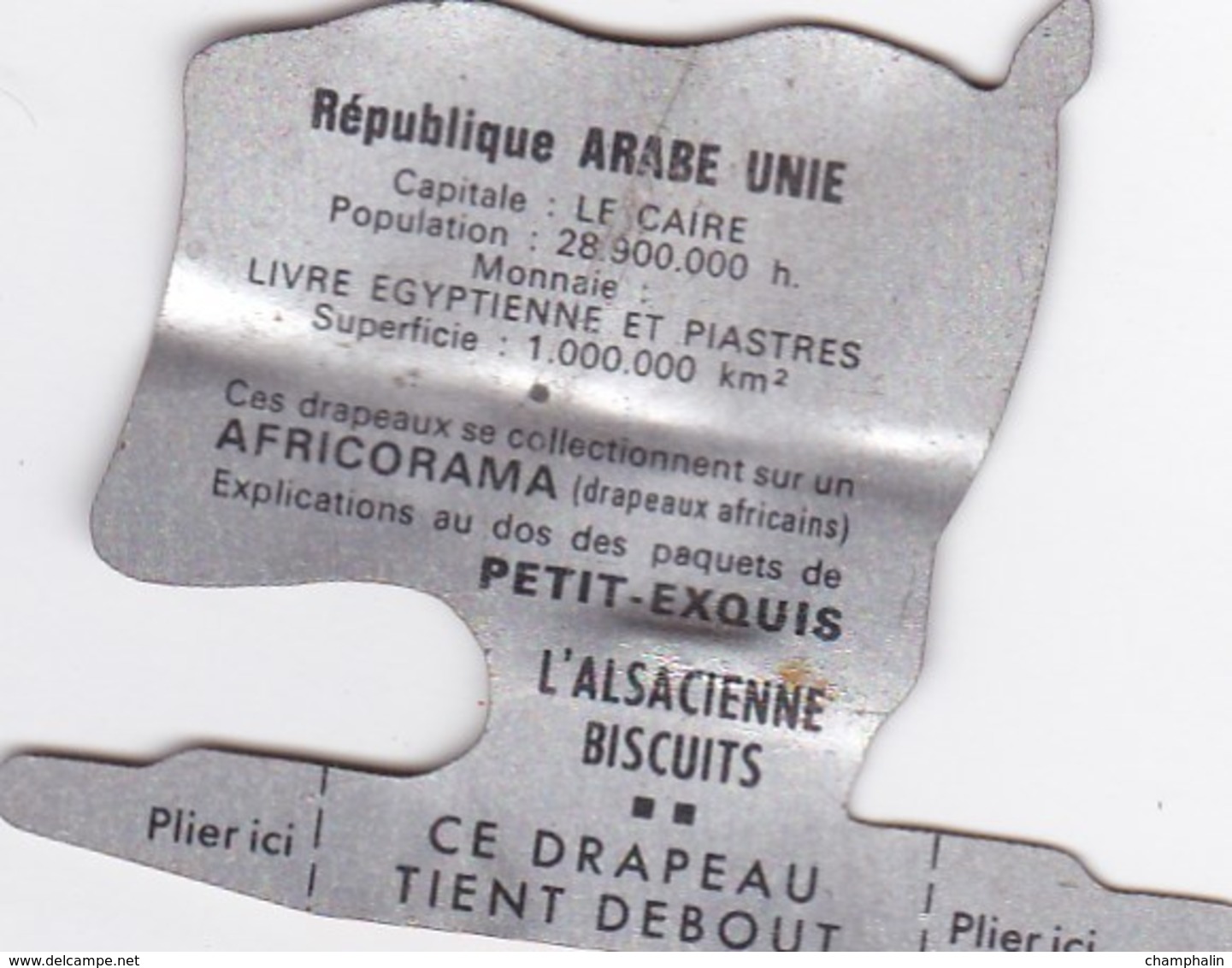 Figurine Publicitaire Biscuits L'Alsacienne Petit-Exquis - Drapeau - Rép. Arabe Unie - Années 60/70 - Tôle - Africorama - Other & Unclassified