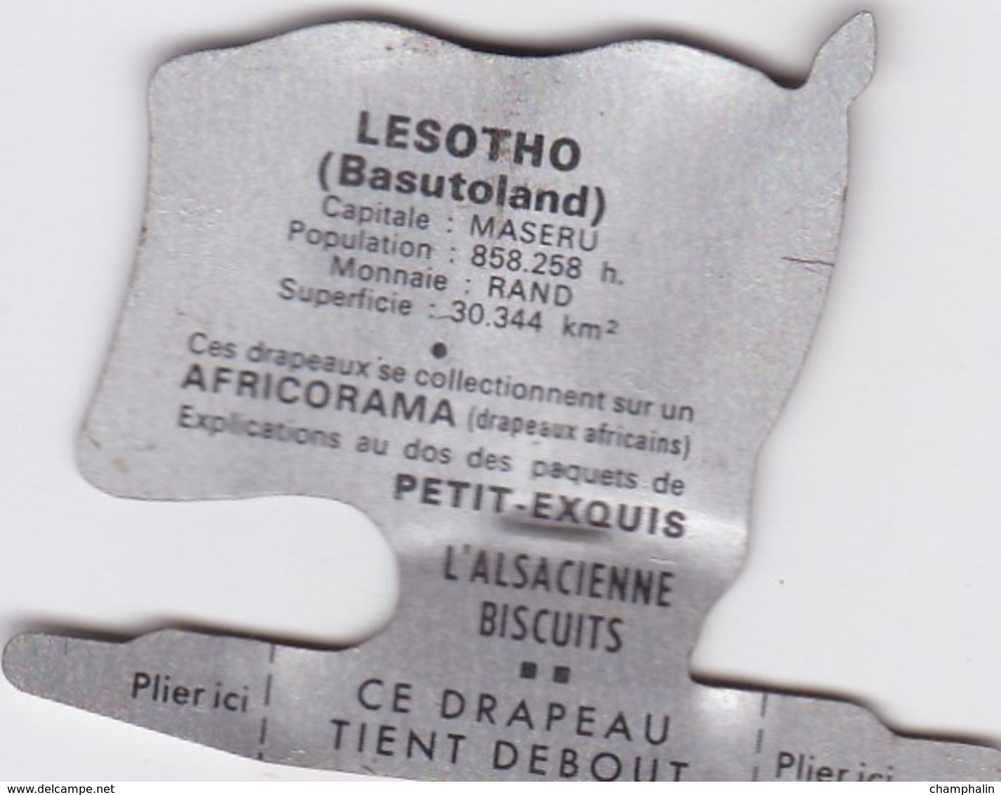 Figurine Publicitaire Biscuits L'Alsacienne Petit-Exquis - Drapeau - Lesotho - Années 60/70 - Tôle - Africorama - Other & Unclassified